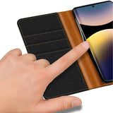 Xiaomi Redmi Note 14 Pro 4G Klapphülle im Jeanslook mit Karten- und Geldfach