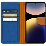 Xiaomi Redmi Note 14 Pro 5G Klapphülle im Jeanslook mit Karten- und Geldfach