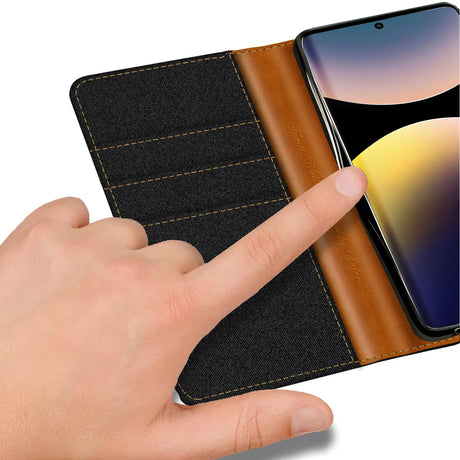 Xiaomi Redmi Note 14 Pro 5G Klapphülle im Jeanslook mit Karten- und Geldfach