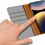 Xiaomi Redmi Note 14 Pro+ 5G Klapphülle im Jeanslook mit Karten- und Geldfach