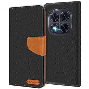 Xiaomi Redmi Note 15 Pro 4G Klapphülle im Jeanslook mit Karten- und Geldfach