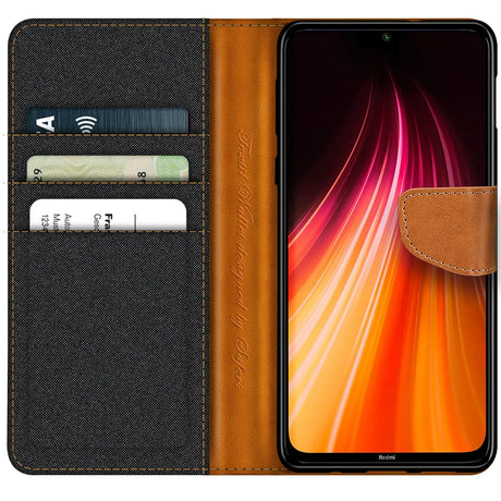 Xiaomi Redmi Note 8T Klapphülle im Jeanslook mit Karten- und Geldfach