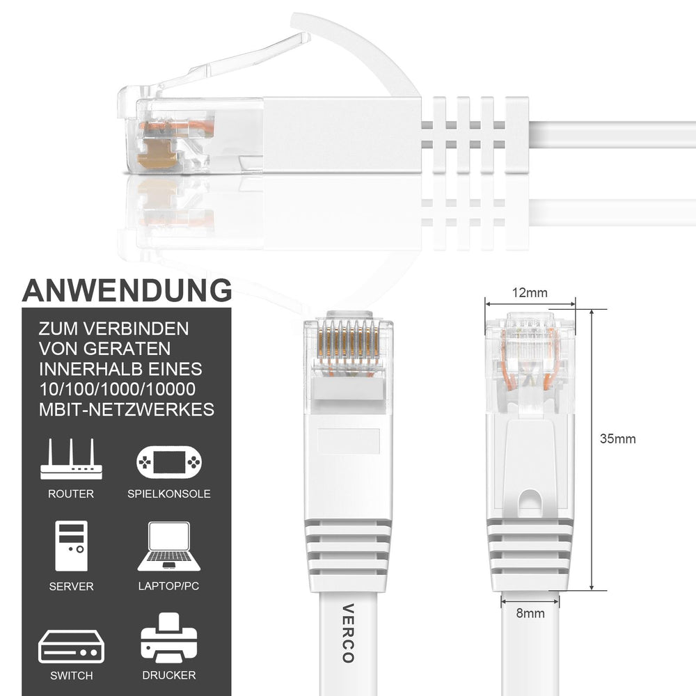 Patch FLAT Kabel Cat6 - PC-Flat-600A - 8M