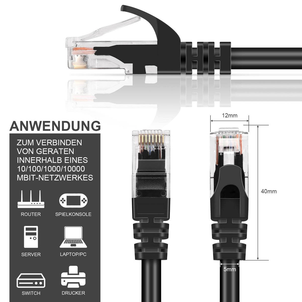 Patch RUND Kabel Cat6 - PC-600A - 1M