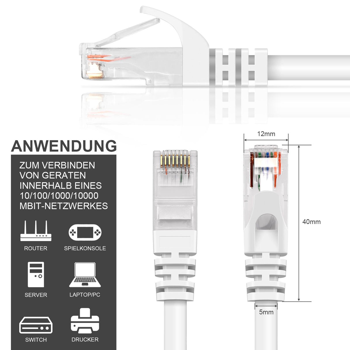Patch RUND Kabel Cat6 - PC-600A - 1M
