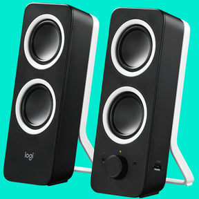 Logitech Z200 2.0-Stereo-Lautsprecher mit 10 Watt Spitzenleistung, Schwarz-Weiß