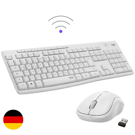 Kabelloses Logitech MK295 Set in Weiß mit Tastatur und Maus