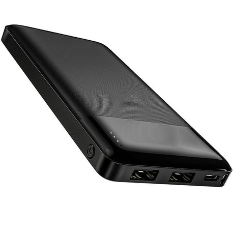 Hoco J72 Easy Travel Powerbank, 10.000mAh, schwarz, mit Dual-USB-Ausgängen und LED-Ladezustandsanzeige.
