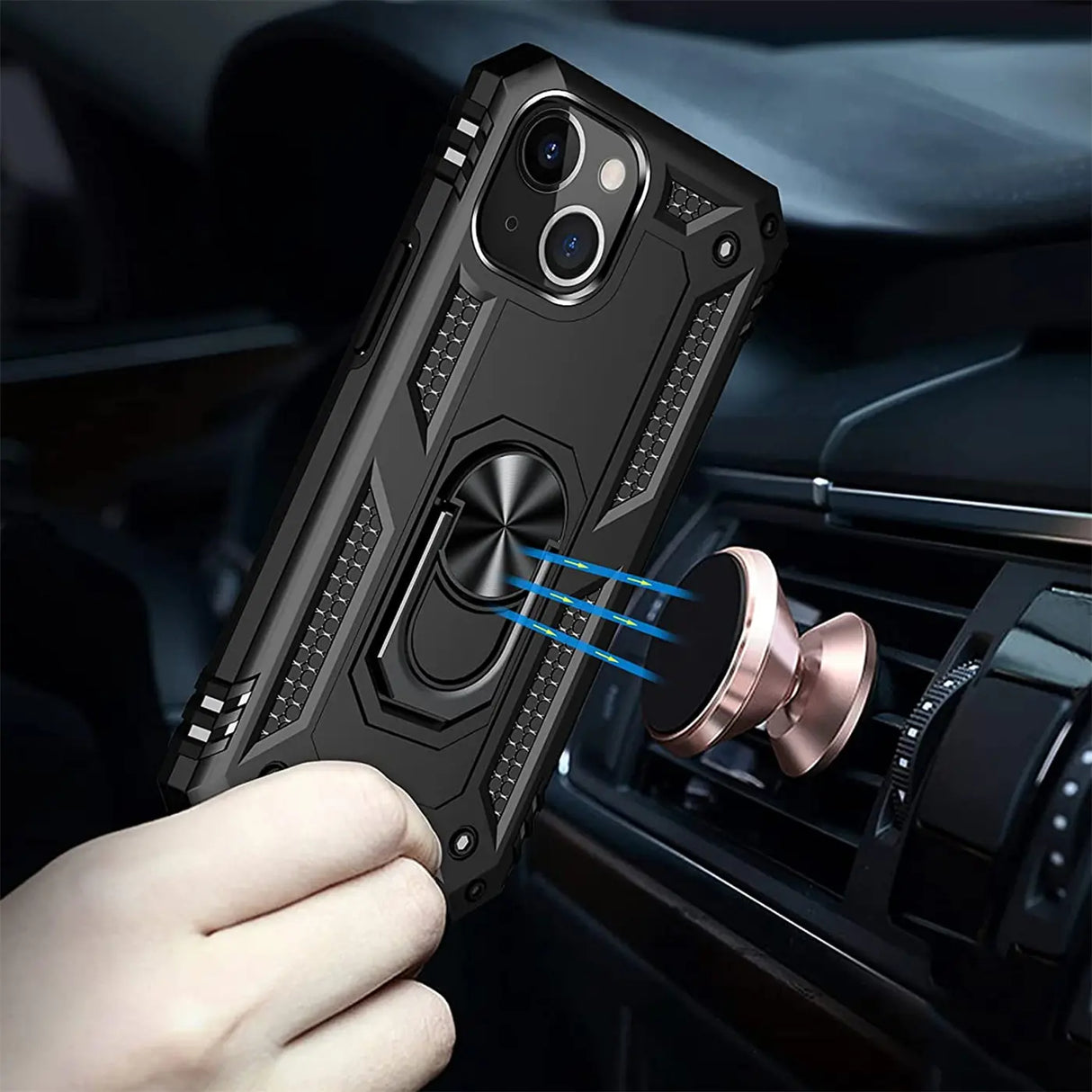 Härte getestete, stoßdämpfende Handyhülle für iPhone 13 Mini in Schwarz