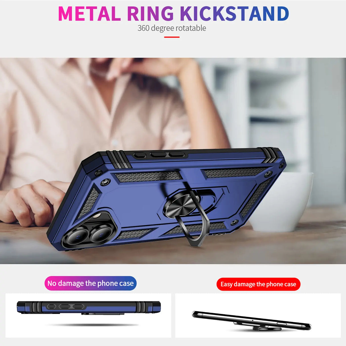 Härte getestete, stoßdämpfende Handyhülle für iPhone 16 Plus in Blau