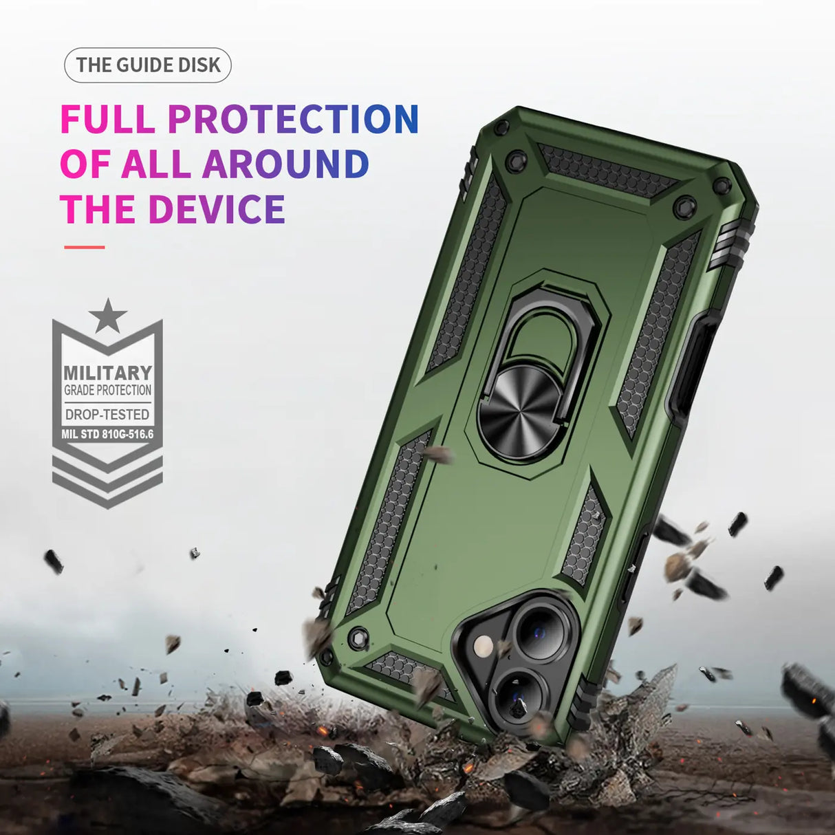 Härte getestete, stoßdämpfende Handyhülle für iPhone 16 Plus in Grün