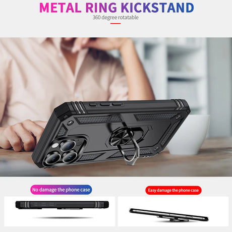 Härte getestete, stoßdämpfende Handyhülle für iPhone 16 Pro in Schwarz