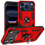 Rote Hülle mit Ringhalter für iPhone 18 Pro Max, von vorne/oben/seitlich gezeigt.