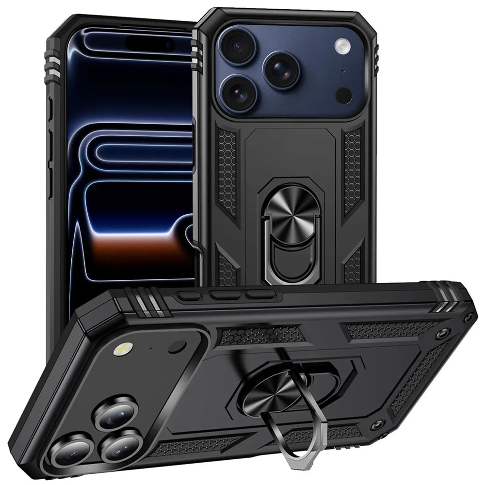 Härte getestete, stoßdämpfende Handyhülle für iPhone 17 Pro in Schwarz