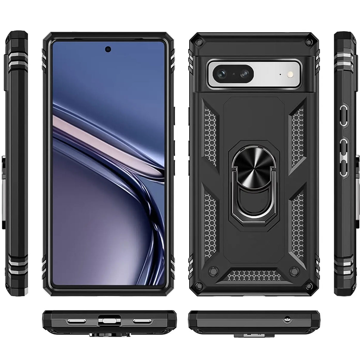 Härte getestete, stoßdämpfende Handyhülle für Google Pixel 7a in Schwarz