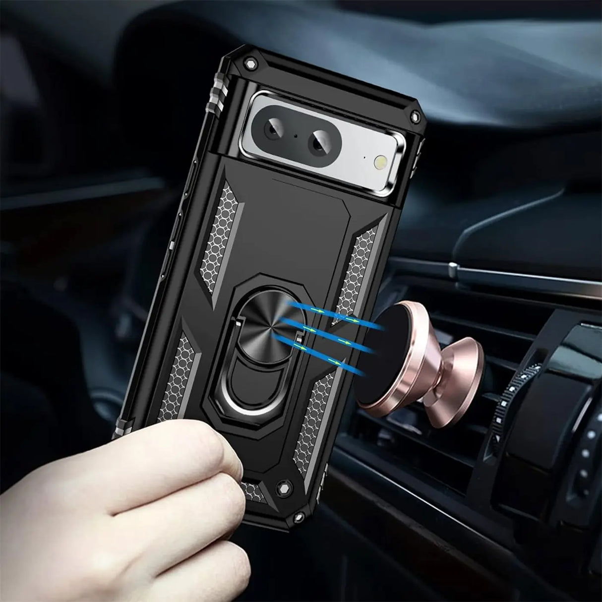 Härte getestete, stoßdämpfende Handyhülle für Google Pixel 8a in Schwarz