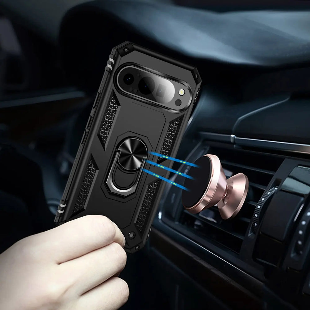 Härte getestete, stoßdämpfende Handyhülle für Google Pixel 9 Pro XL in Schwarz