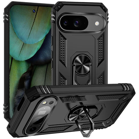 Härte getestete, stoßdämpfende Handyhülle für Google Pixel 9 in Schwarz