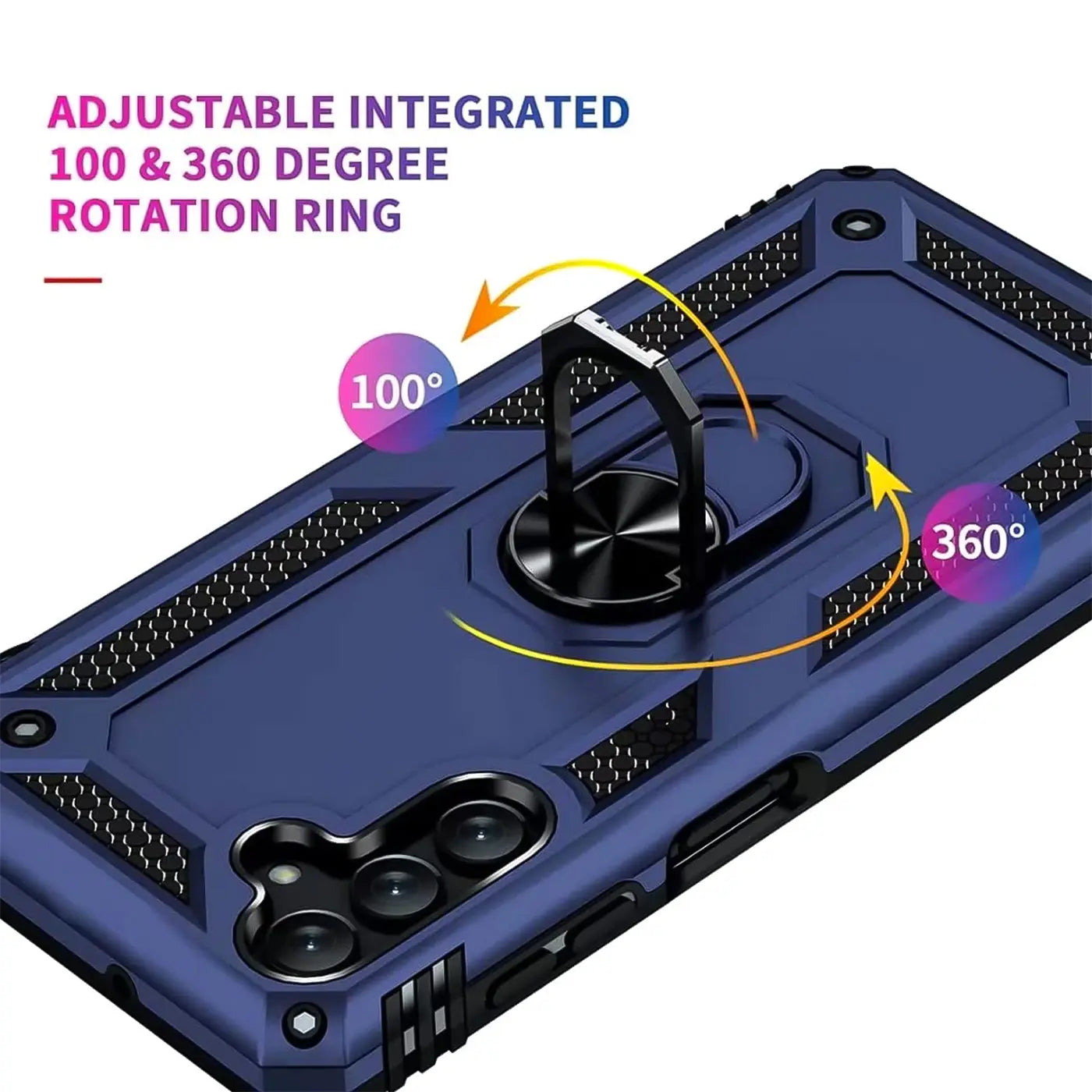 Dunkelblaue Militärhülle aus Kunststoff mit drehbarem Ringhalter für Samsung Galaxy A13 5G / A04s.
