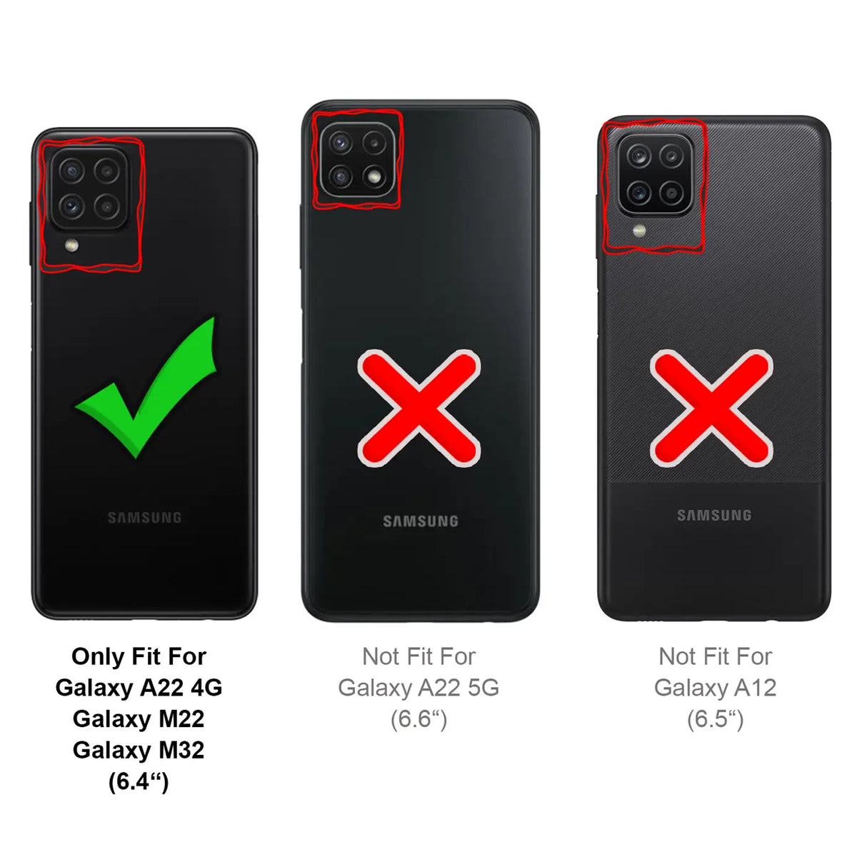 Härte getestete, stoßdämpfende Handyhülle für Samsung Galaxy A22 4G / M32 / M22 in Schwarz