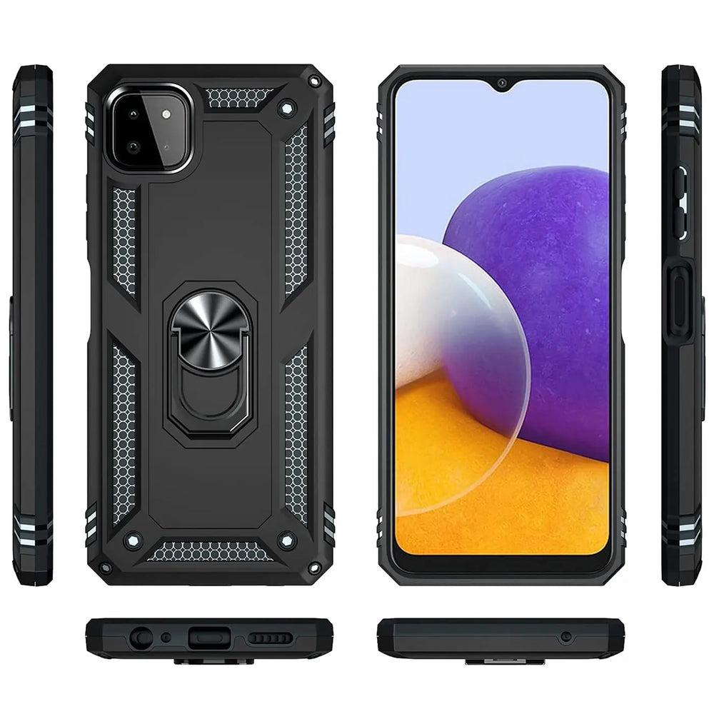 Härte getestete, stoßdämpfende Handyhülle für Samsung Galaxy A22 5G in Schwarz