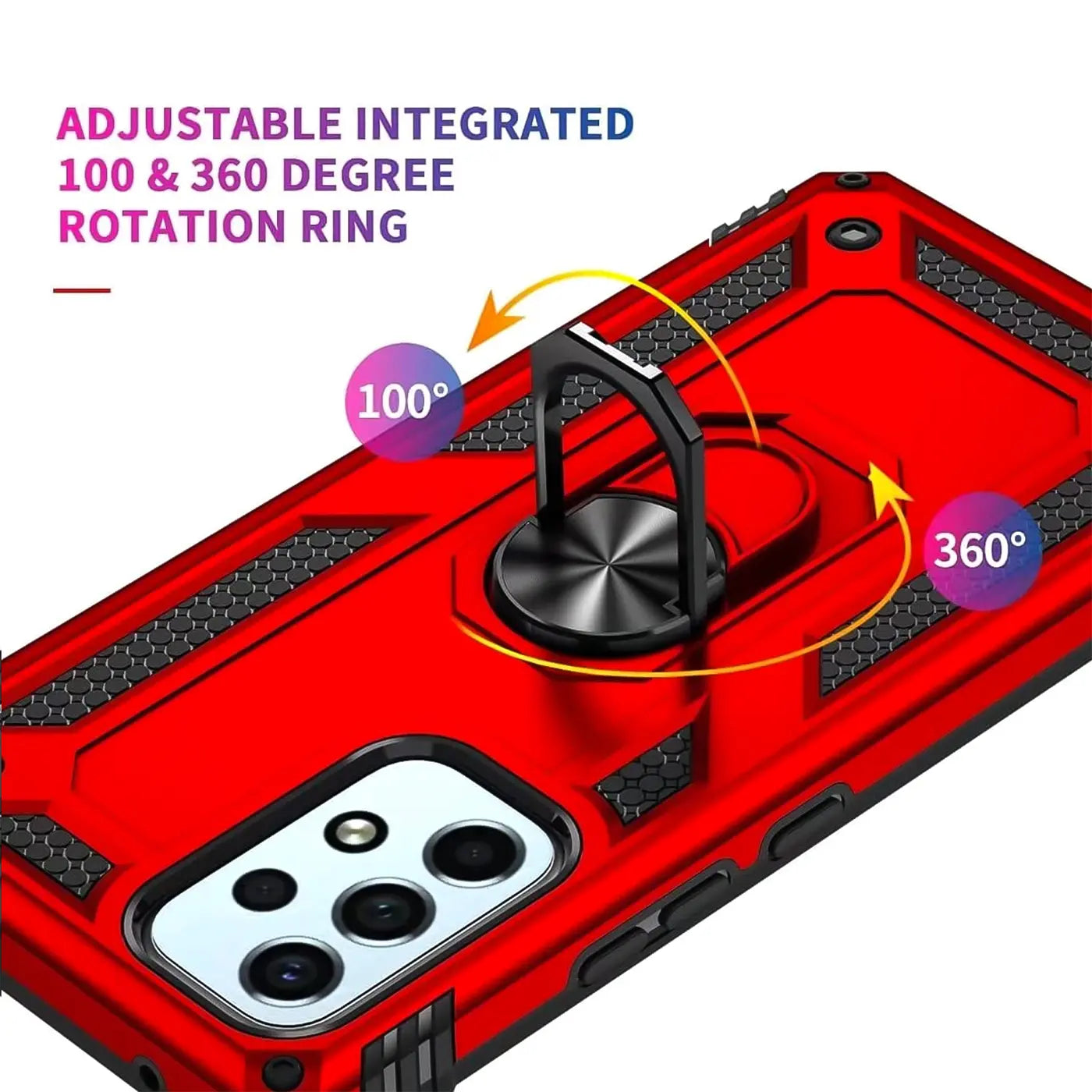 Rote Military-Hülle mit Ringhalter für Samsung Galaxy A33 5G, Nahaufnahme