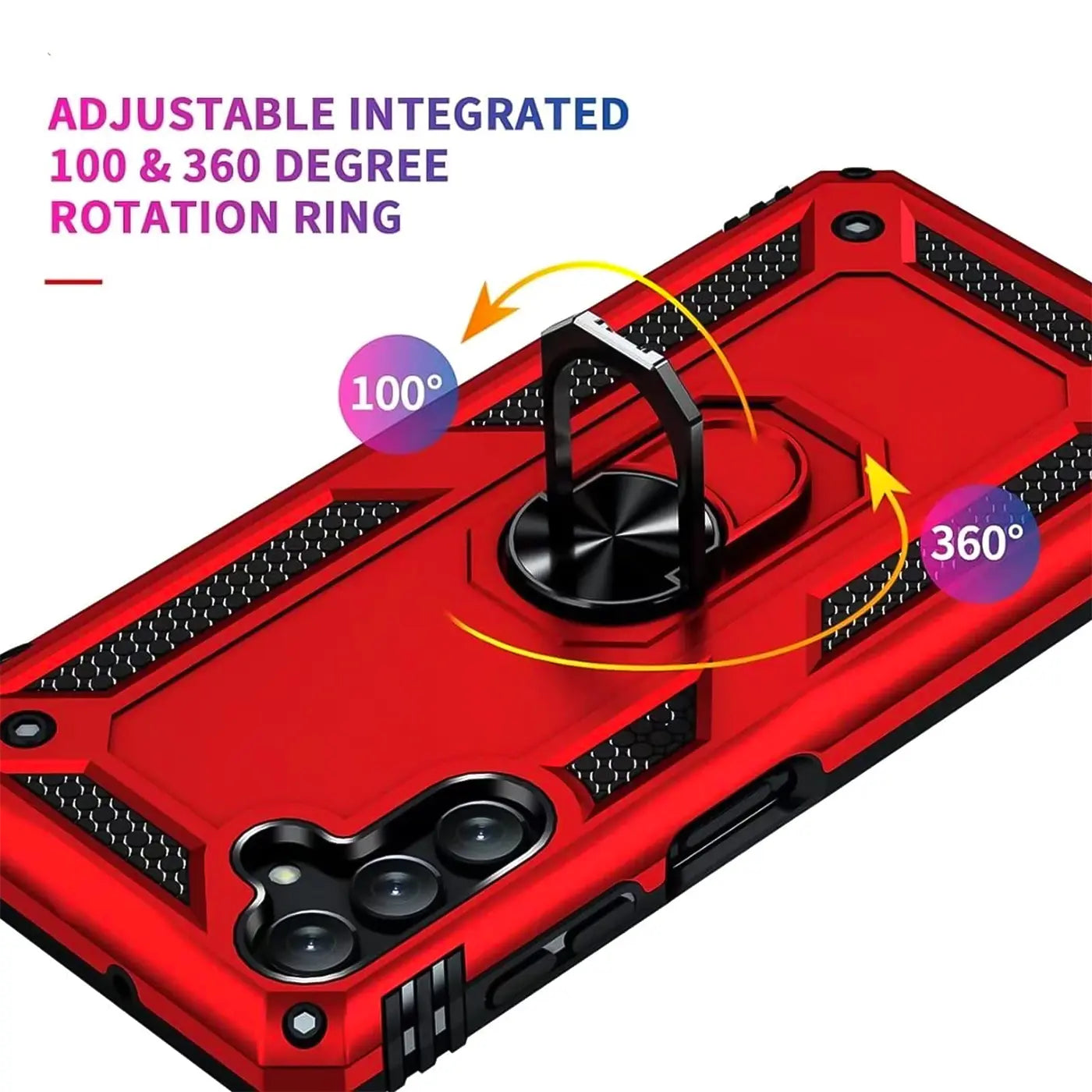 Rote Hülle mit Ringhalter, Nahaufnahme, Samsung Galaxy A34 5G sichtbar