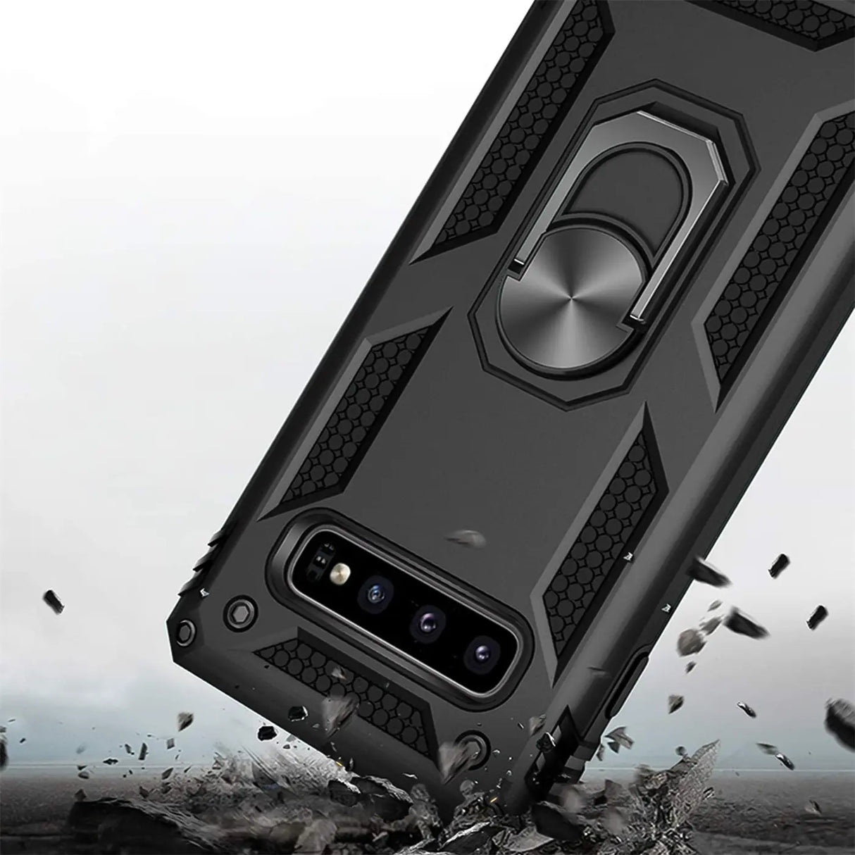Härte getestete, stoßdämpfende Handyhülle für Samsung Galaxy S10 in Schwarz