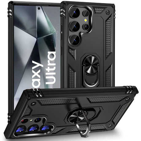 Härte getestete, stoßdämpfende Handyhülle für Samsung Galaxy S24 Ultra in Schwarz