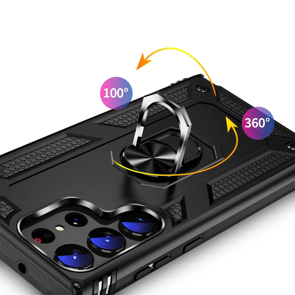 Härte getestete, stoßdämpfende Handyhülle für Samsung Galaxy S24 Ultra in Schwarz