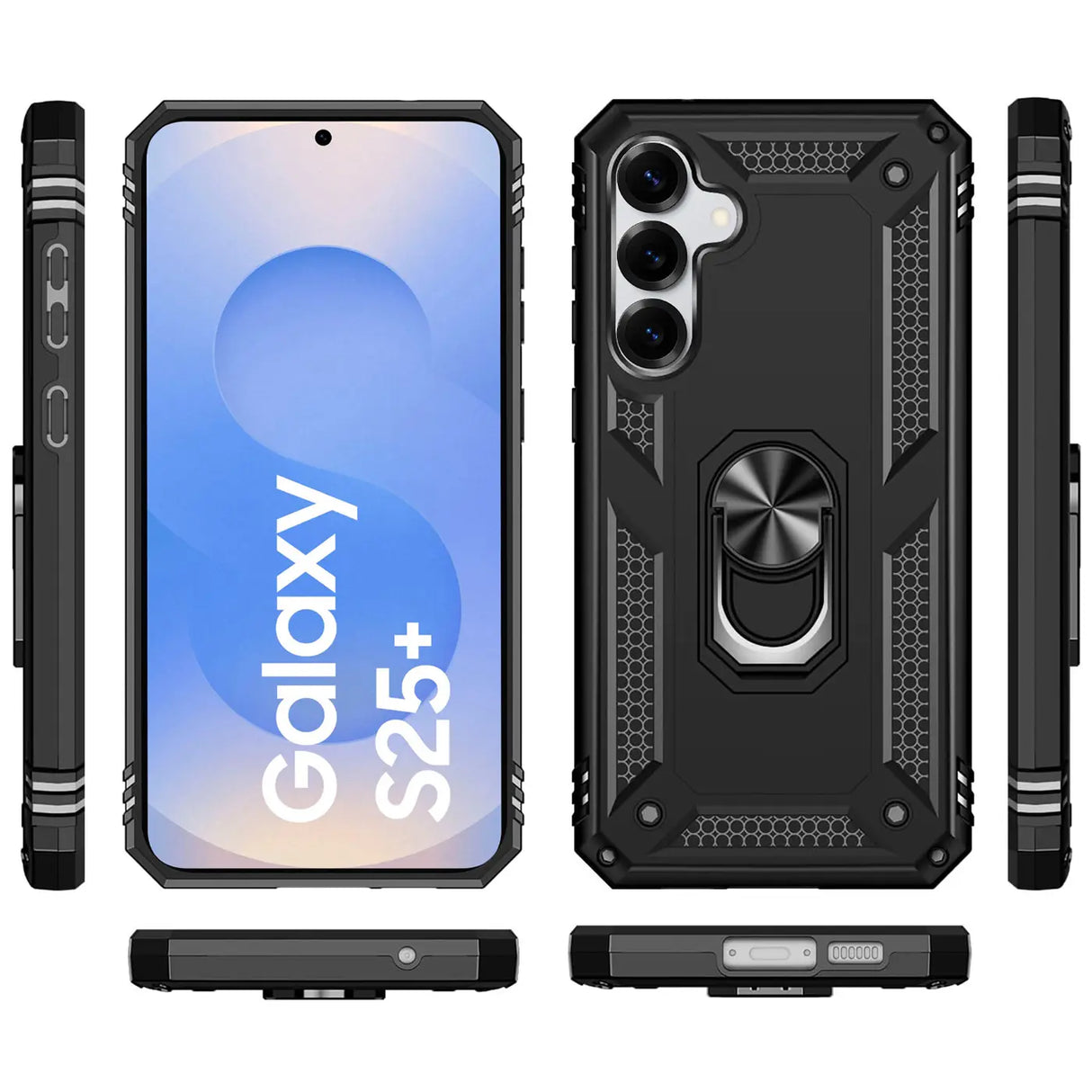 Härte getestete, stoßdämpfende Handyhülle für Samsung Galaxy S25+ in Schwarz