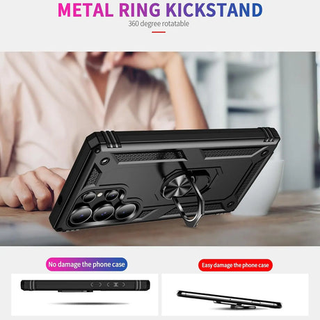 Härte getestete, stoßdämpfende Handyhülle für Samsung Galaxy S25 Ultra in Schwarz