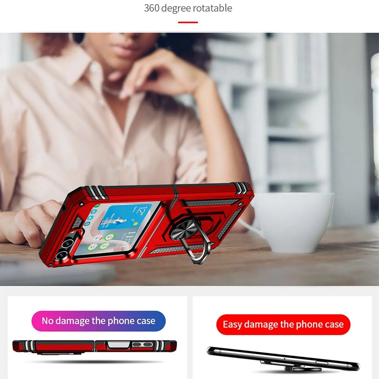 Härte getestete, stoßdämpfende Handyhülle für Samsung Galaxy Z Flip 6 in Rot