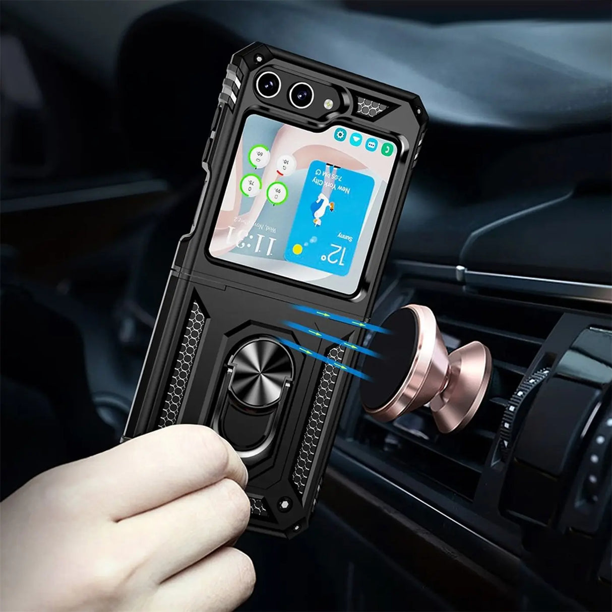 Härte getestete, stoßdämpfende Handyhülle für Samsung Galaxy Z FLIP 5 in Schwarz