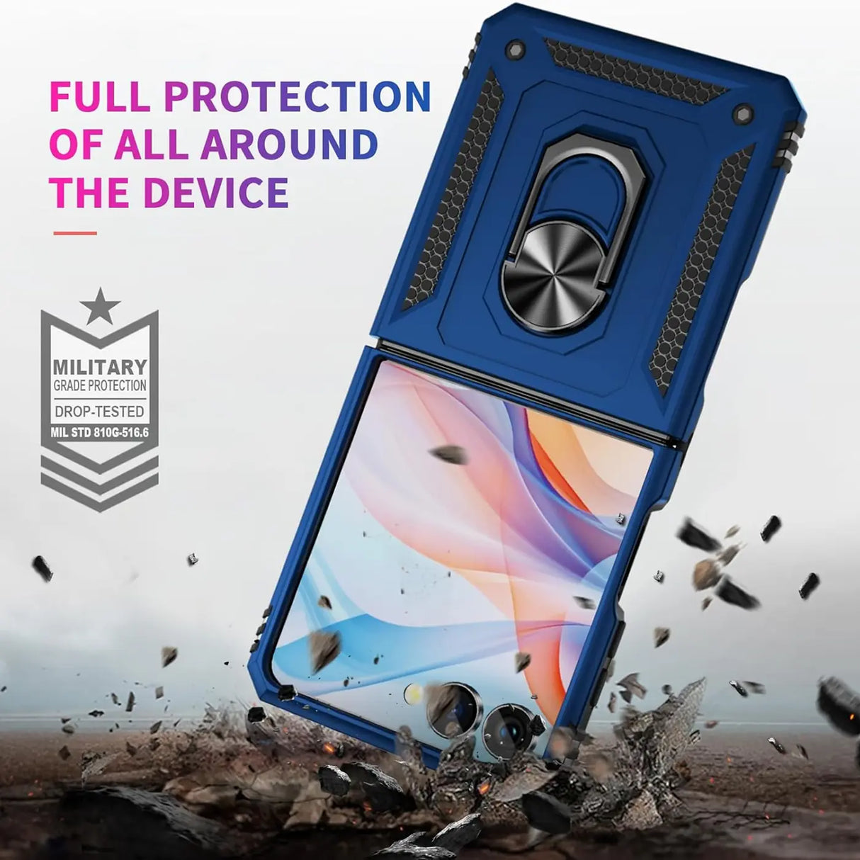 Härte getestete, stoßdämpfende Handyhülle für Samsung Galaxy Z FLIP 7 in Blau