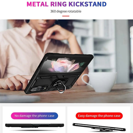 Härte getestete, stoßdämpfende Handyhülle für Samsung Galaxy Z FOLD 4 in Schwarz