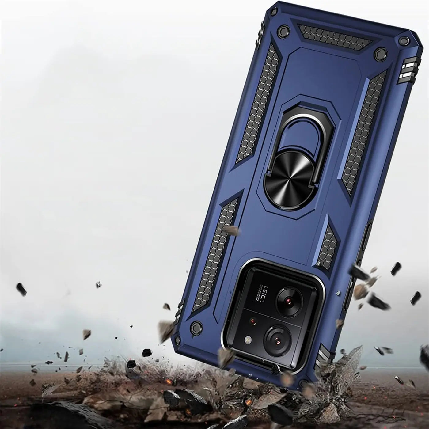 Blaue Hülle mit Ringhalter, Rückansicht, Xiaomi 13T/13T Pro, robustes Material