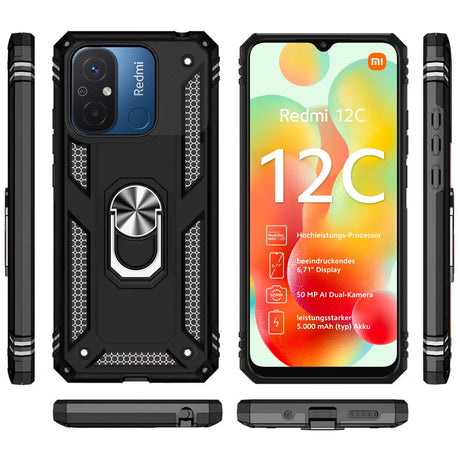 Härte getestete, stoßdämpfende Handyhülle für Xiaomi Redmi 12C in Schwarz