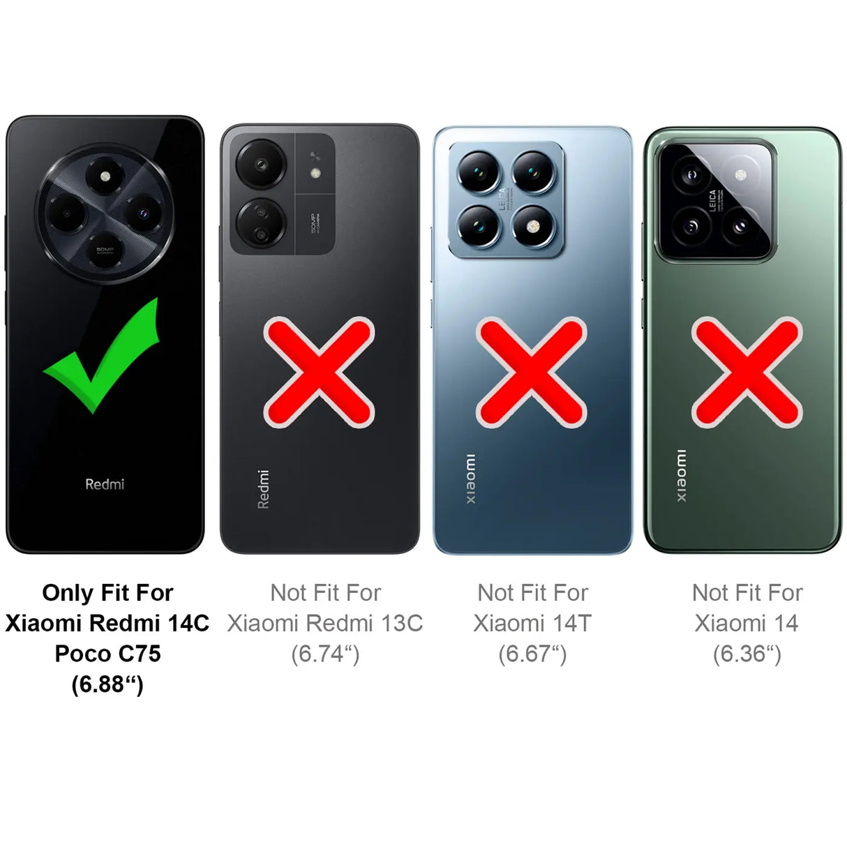 Härte getestete, stoßdämpfende Handyhülle für Xiaomi Redmi 14C in Schwarz