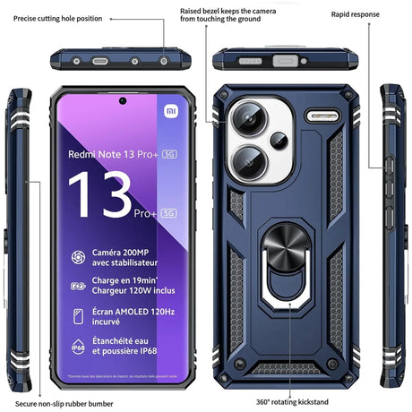 Härte getestete, stoßdämpfende Handyhülle für Xiaomi Redmi Note 13 Pro+ 5G in Blau