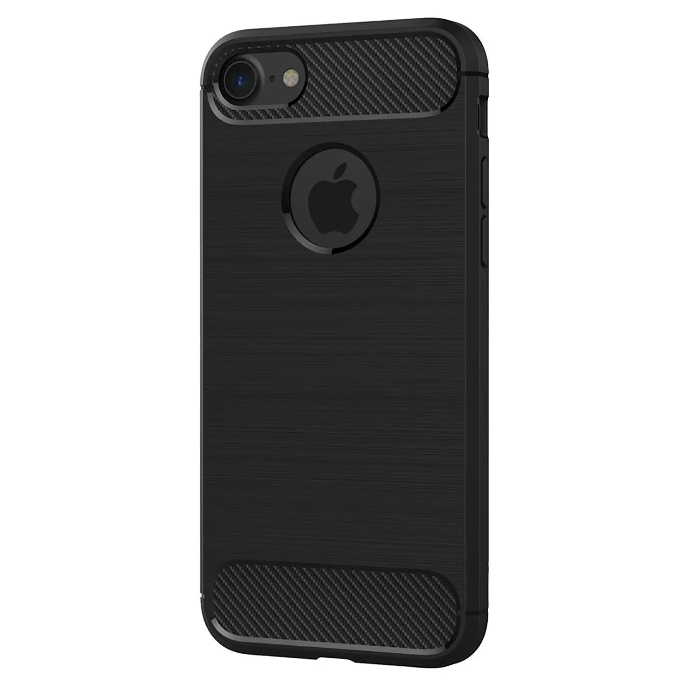Schwarze Carbon-Hülle für iPhone 7/8/SE, Rückansicht, gebürstete Oberfläche