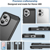 Schwarze Carbon-Hülle, Nahaufnahme, Honor 400 mit Kamera.