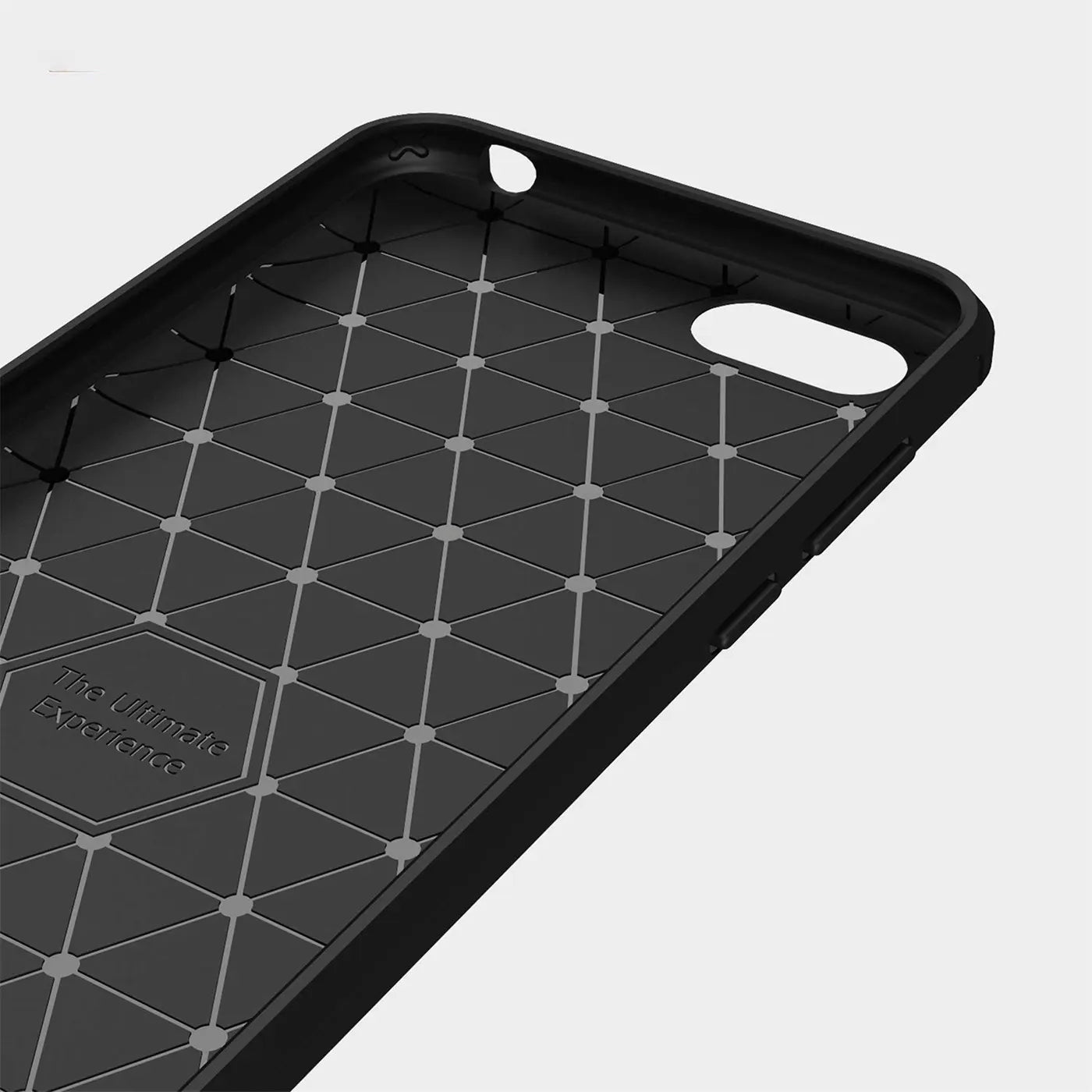 Schwarze Carbon-Hülle, Innenseite mit Wabenmuster, für Huawei Y5 2018.