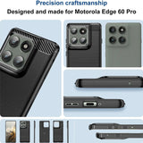 Schwarze Carbon-Hülle für Motorola Edge 60 Pro, Nahaufnahme, Rückseite, Seitenansicht