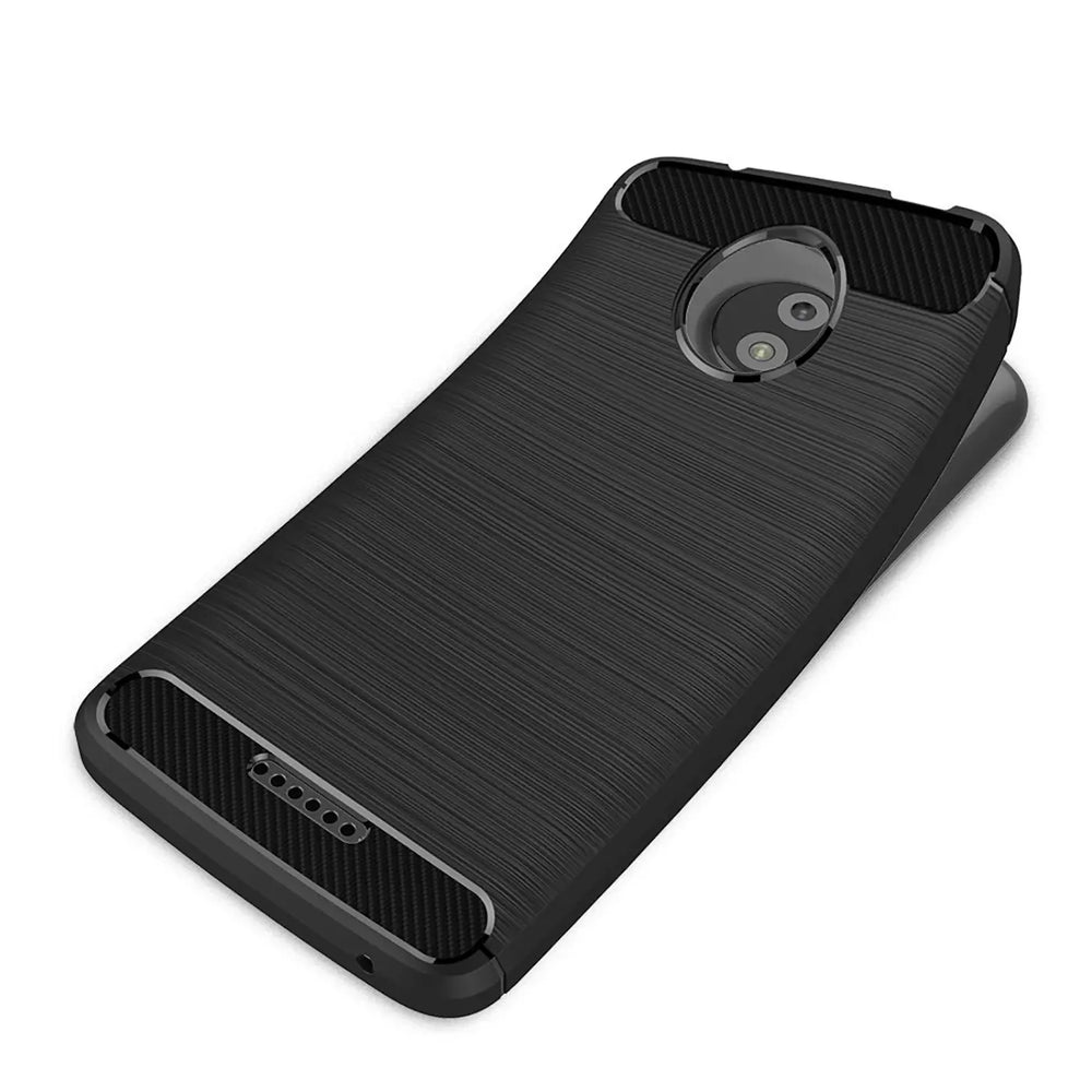 Schwarze Carbon-Hülle, von schräg oben, für Motorola Moto C