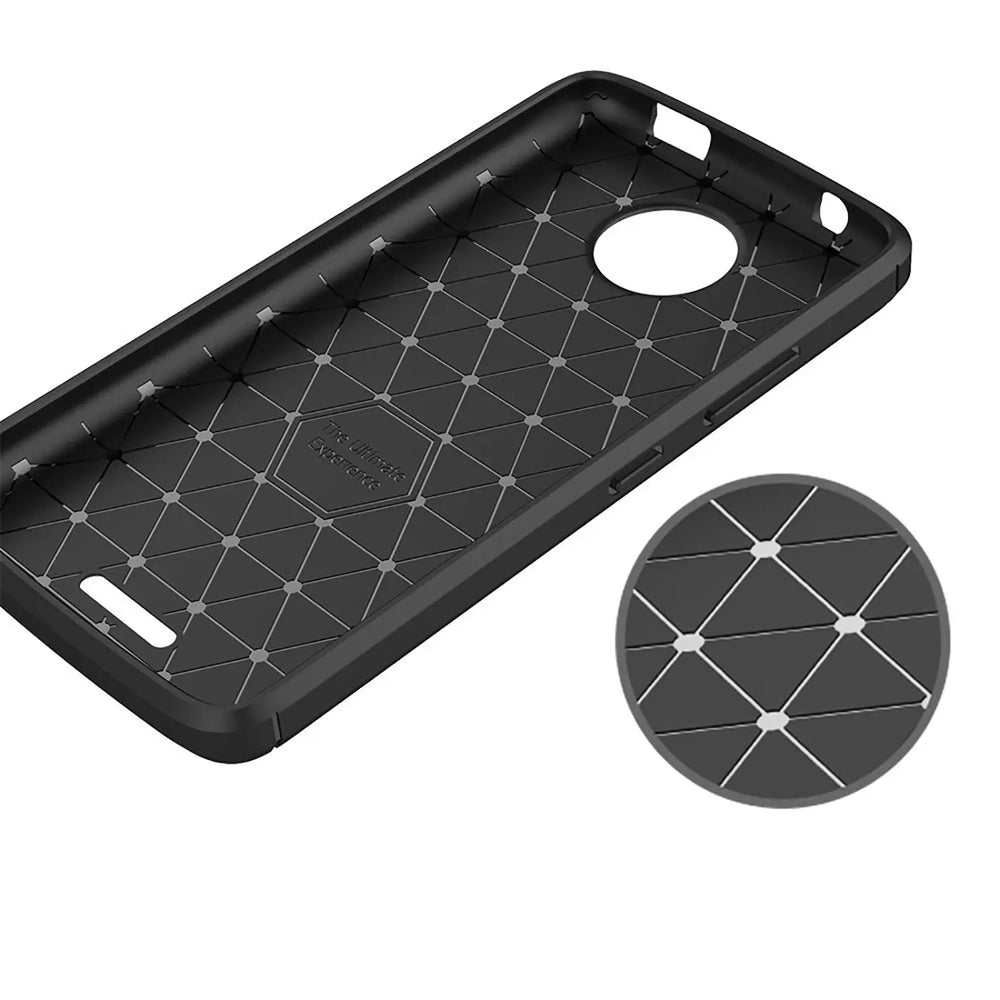 Schwarze Carbon-Hülle, Innenansicht, Muster, Ausschnitt für Motorola Moto C