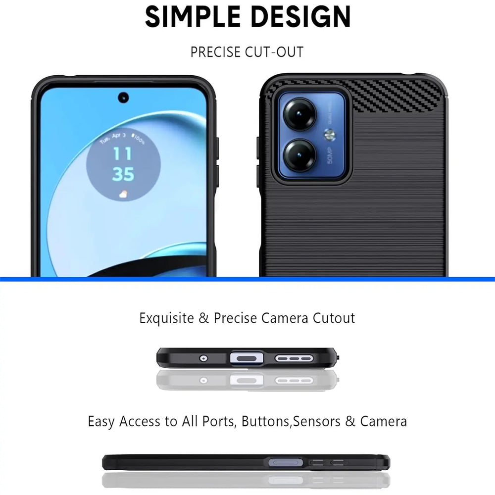 Stylische und elegante Handyhülle für Motorola Moto G14 in Carbonoptik
