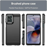 Schwarze Carbon-Hülle, verschiedene Ansichten, Motorola Moto G55 5G.