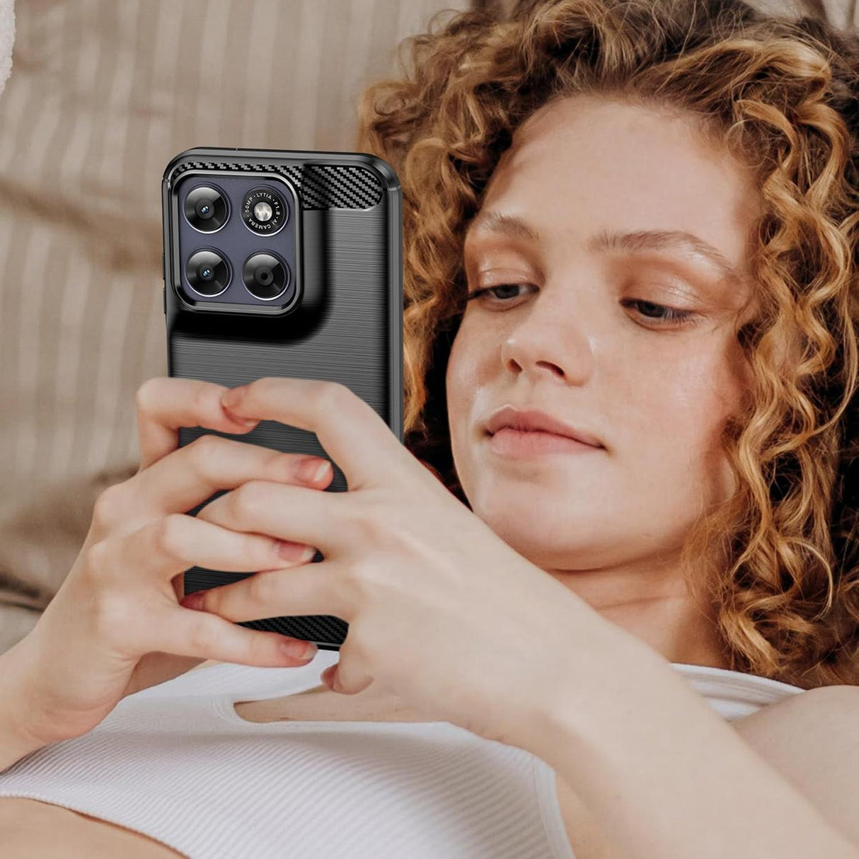 Motorola Moto G67 / G77 - Carbon Hülle Stoßfest