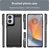 Schwarze Carbon-Hülle, verschiedene Ansichten, Motorola Moto G85 5G.